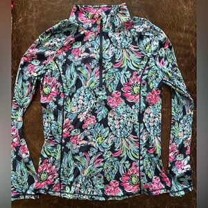 Lilly Pulitzer Luxletic Justine Half Zip UPF 50 Long Sleeve High Tide Pineapple
